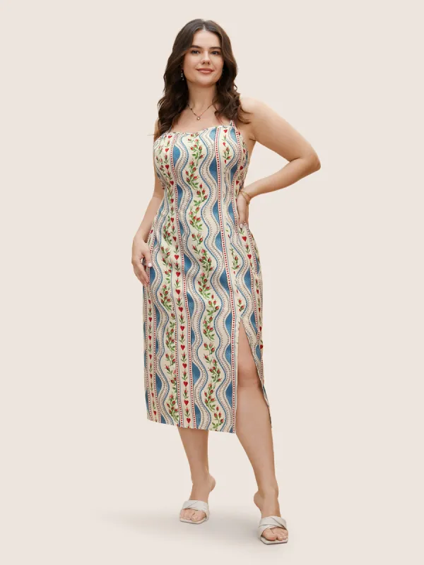 Boho Print Split Front Cami Dress sold by Bloomchic