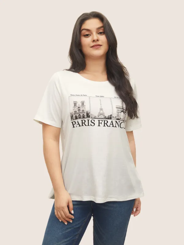 City Print Round Neck T-shirt sold by Bloomchic