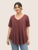 Solid Heather V Neck Curved Hem T-shirt sold by Bloomchic
