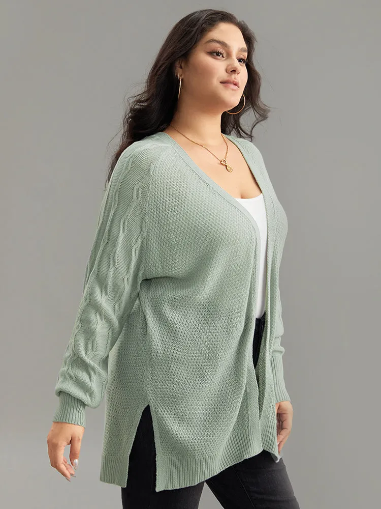 Cable Knit Plain Open Front Cardigan sold by Bloomchic product image thumbnail 3