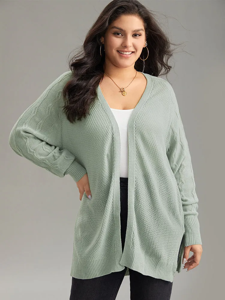 Cable Knit Plain Open Front Cardigan sold by Bloomchic