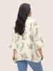 Plants Print Asymmetrical Hem Bell Sleeve Blouse sold by Bloomchic