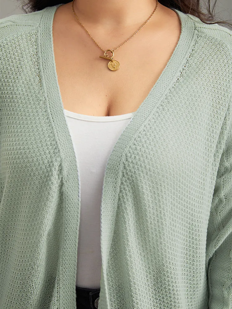 Cable Knit Plain Open Front Cardigan sold by Bloomchic product image thumbnail 5