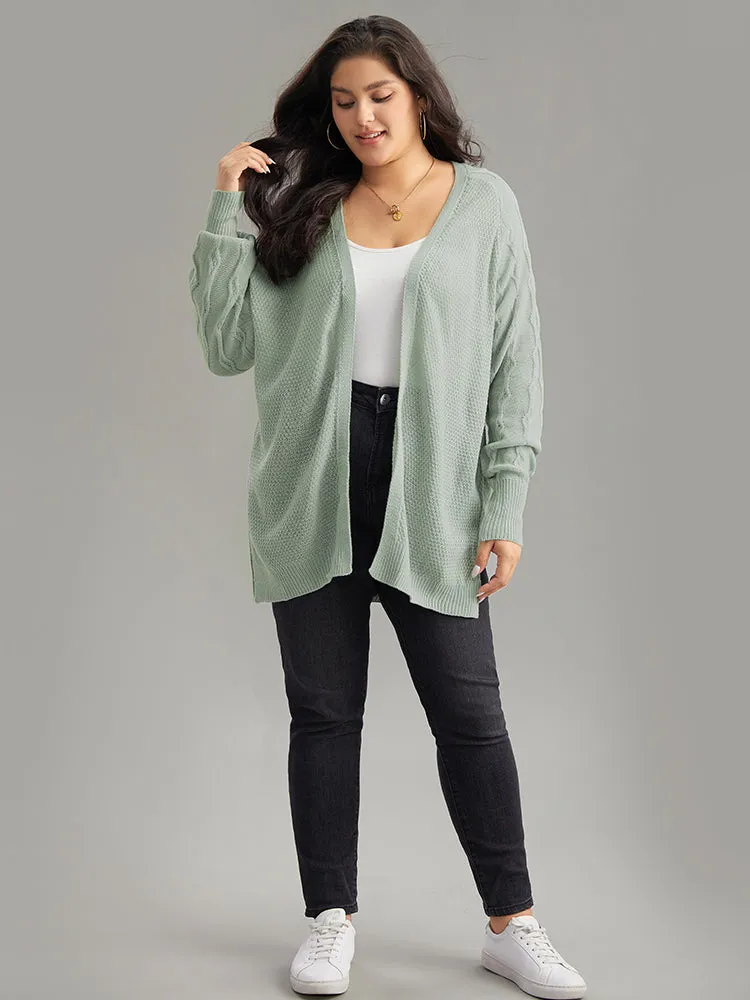 Cable Knit Plain Open Front Cardigan sold by Bloomchic product image thumbnail 4