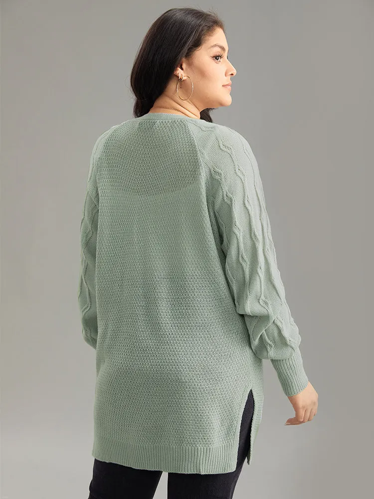 Cable Knit Plain Open Front Cardigan sold by Bloomchic product image thumbnail 2