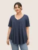 Solid Heather V Neck Curved Hem T-shirt sold by Bloomchic