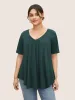 Solid Heather V Neck Curved Hem T-shirt sold by Bloomchic