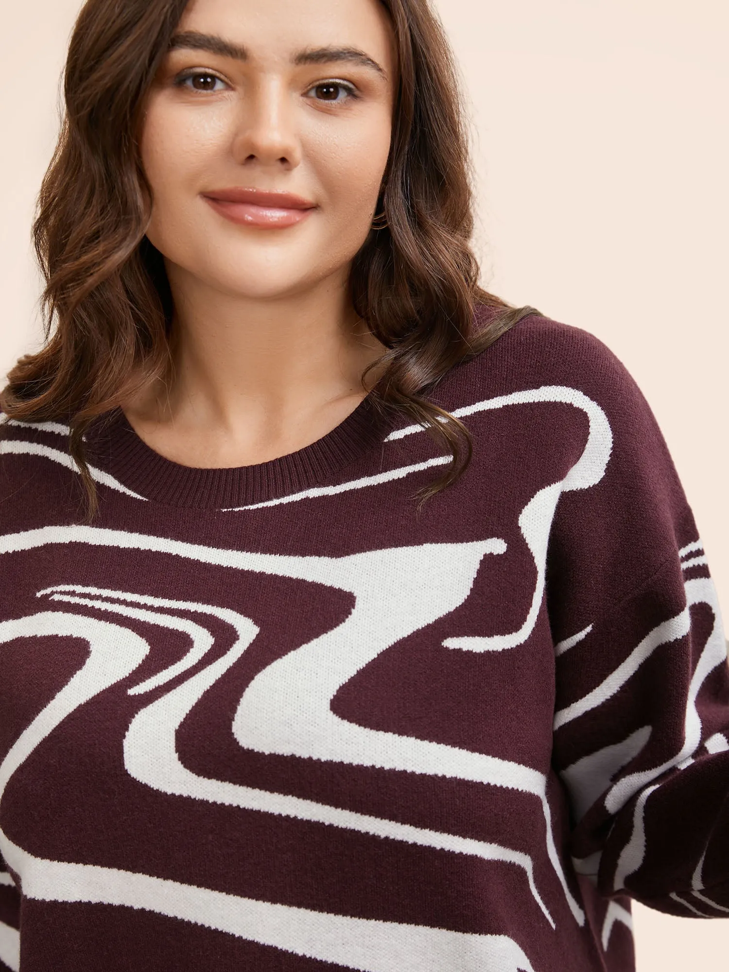 Water Ripple Contrast Drop Shoulder Pullover sold by Bloomchic product image thumbnail 4