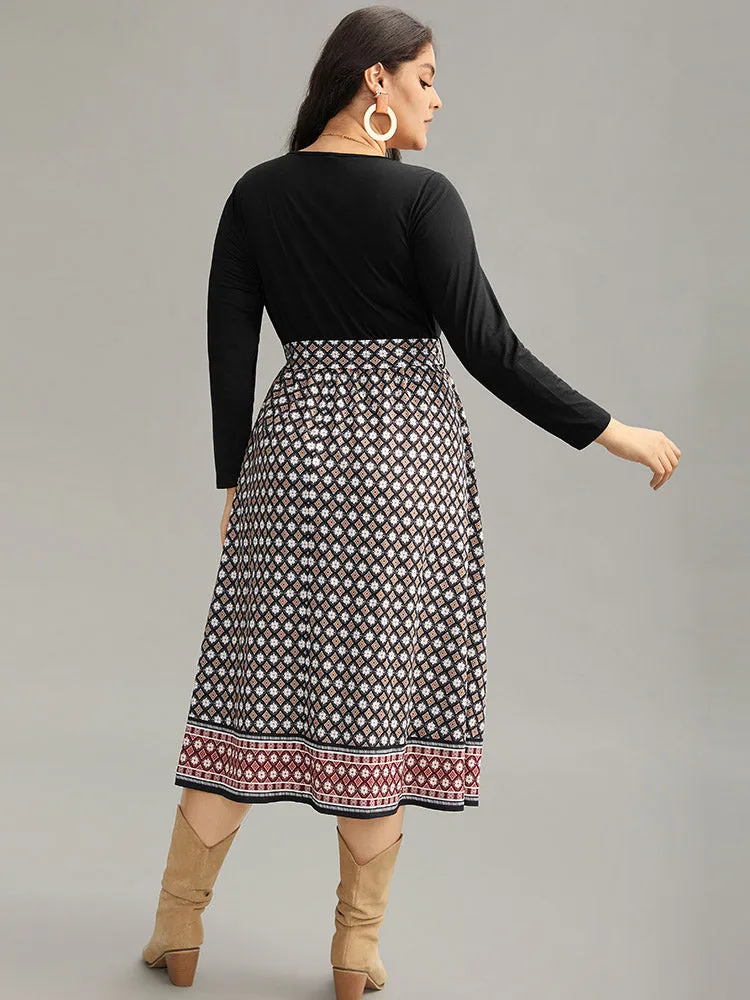 Geometric Patchwork Cut Out Belted Dress sold by Bloomchic product image thumbnail 3