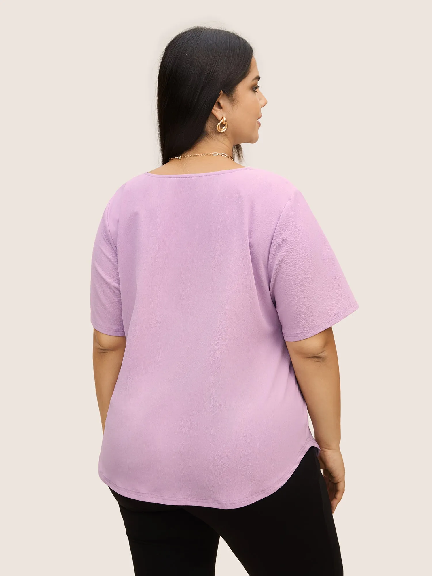 Stretchy Woven Solid Button Detail Blouse sold by Bloomchic product image thumbnail 4
