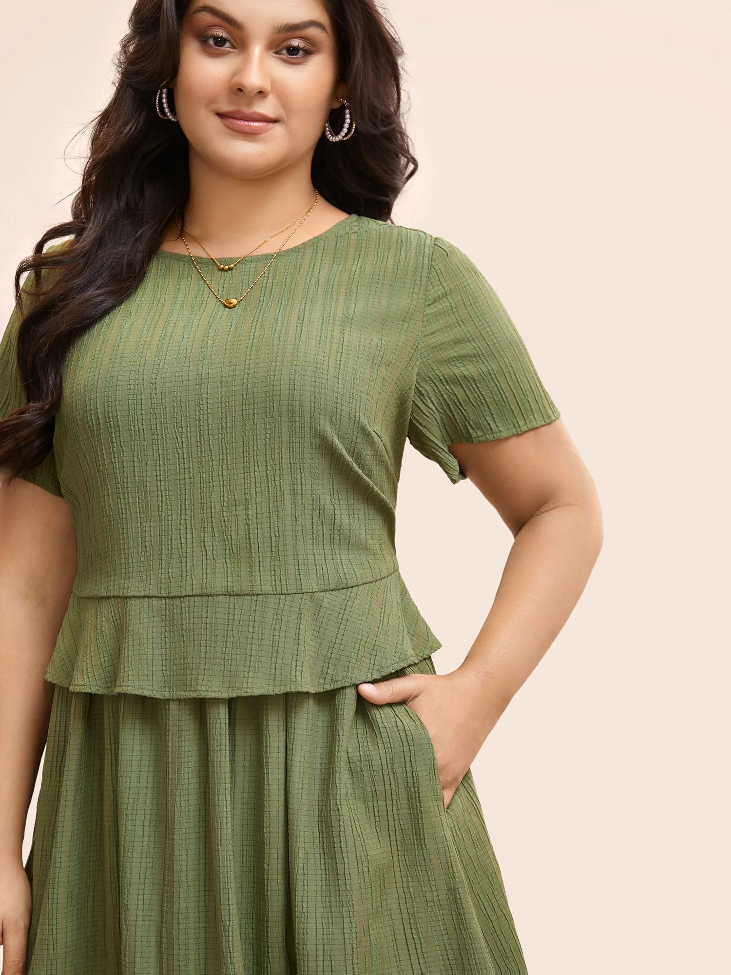 2-In-1 Textured Ruffle Trim Dress sold by Bloomchic product image thumbnail 4