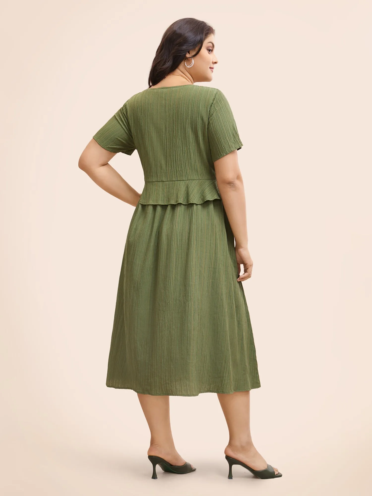 2-In-1 Textured Ruffle Trim Dress sold by Bloomchic product image thumbnail 3