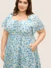 Watercolor Floral Drawstring Ruffle Sleeve Midi Dress sold by Bloomchic
