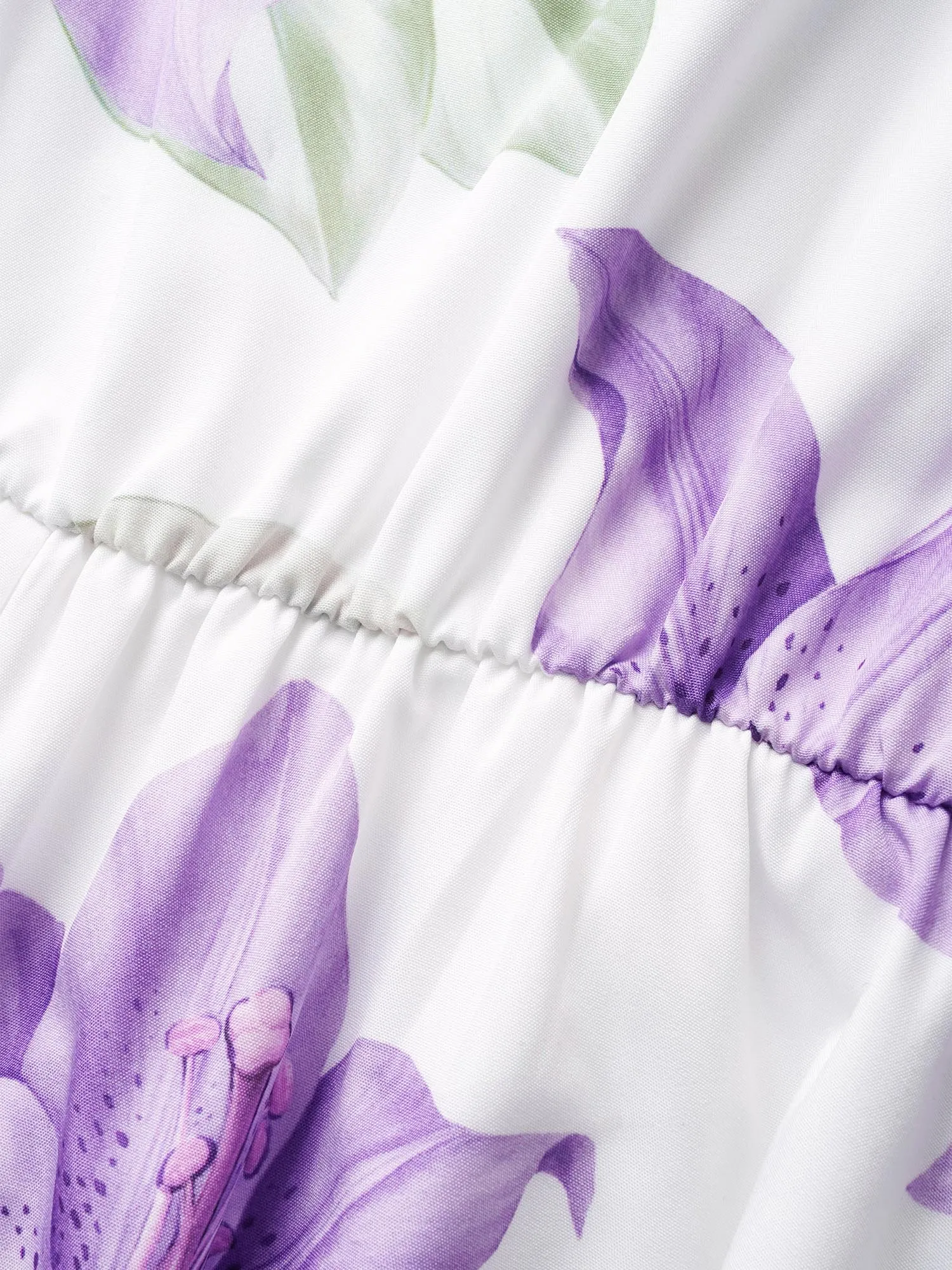 Lily Print Elastic Waist Lantern Sleeve Dress sold by Bloomchic product image thumbnail 5