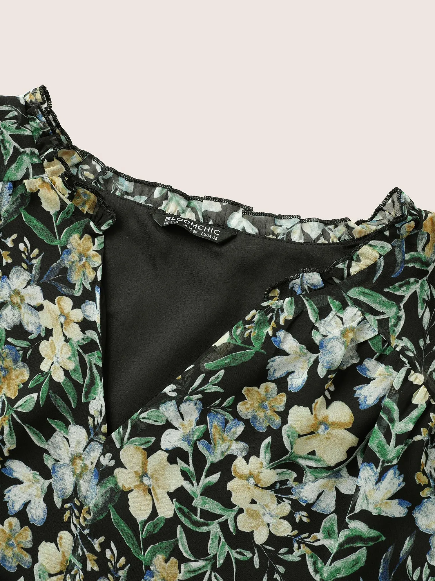 Floral Frill Trim Flutter Sleeve Blouse sold by Bloomchic product image thumbnail 5