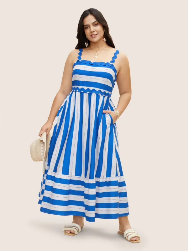 Contrast Striped Woven Ribbon Maxi Dress sold by Bloomchic