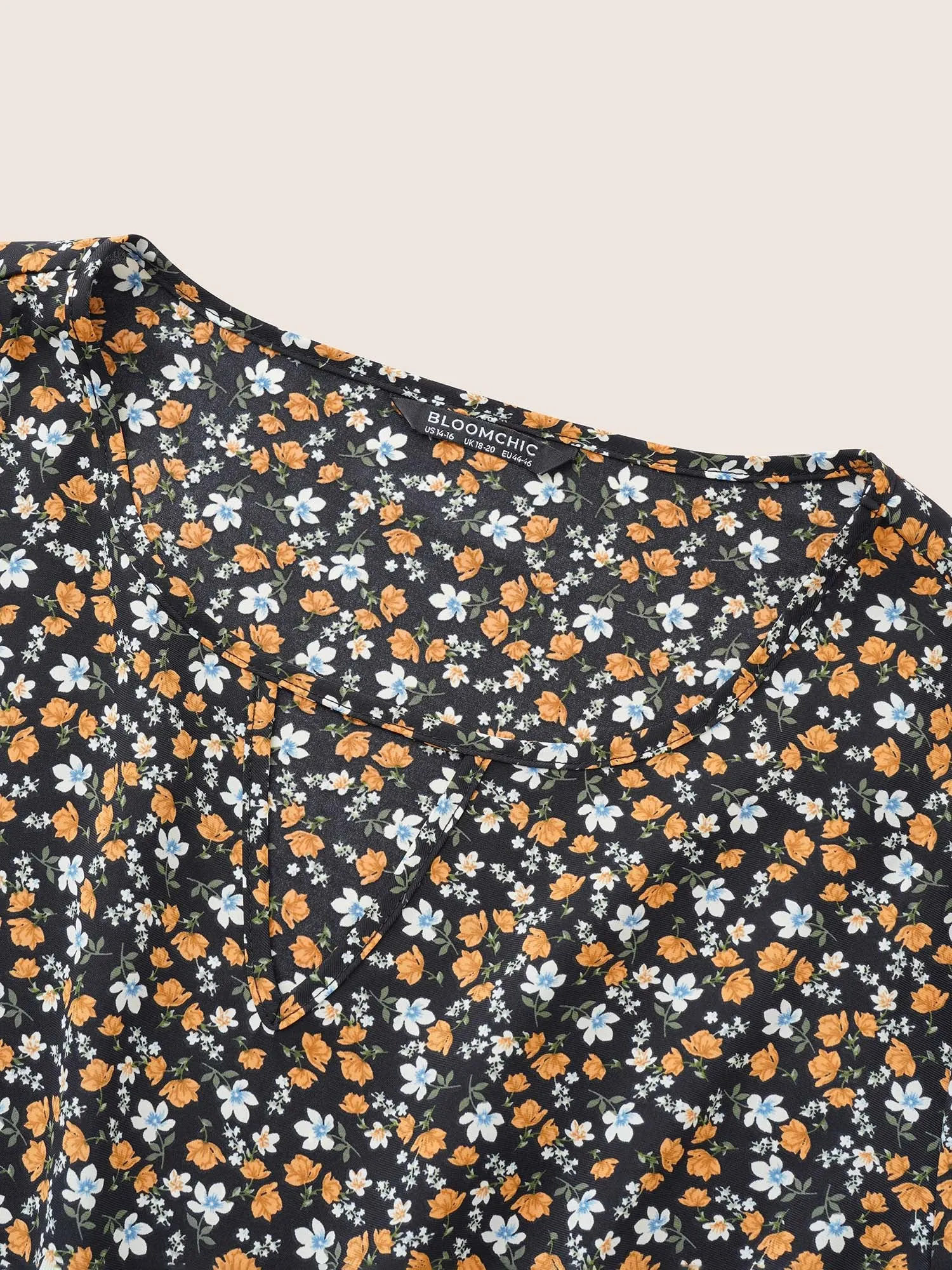 Ditsy Floral Keyhole Elastic Waist Ruffle Sleeve Blouse sold by Bloomchic product image thumbnail 5