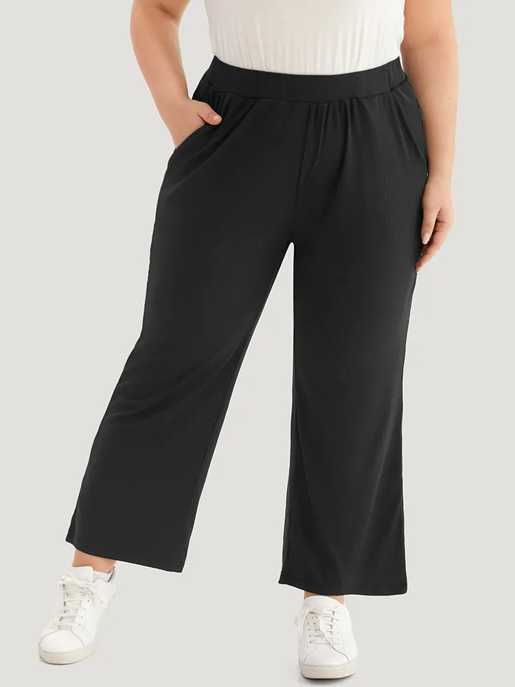 Rib Knit Solid Pocket Sweatpants sold by Bloomchic