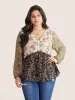 Chiffon Contrast Ditsy Floral Patchwork Blouse sold by Bloomchic