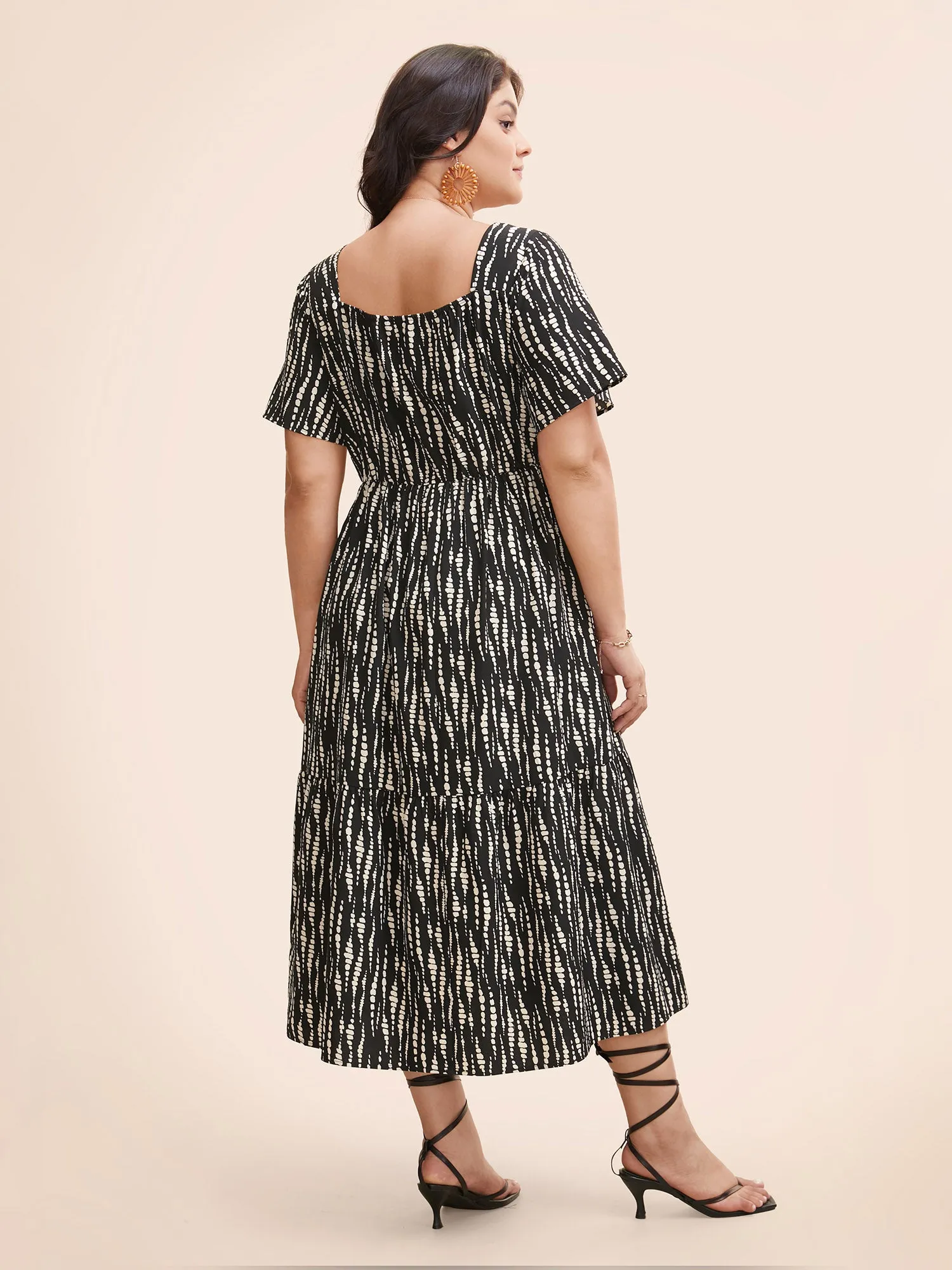 Heart Neckline Polka Dot Drawstring Dress sold by Bloomchic product image thumbnail 4