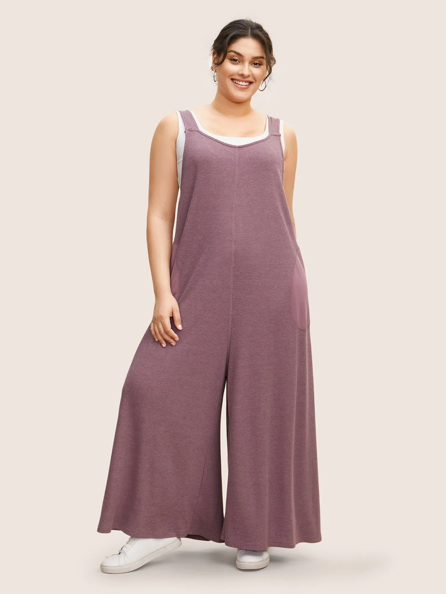 Waffle Knit Tie Knot Wide Leg Jumpsuit sold by Bloomchic
