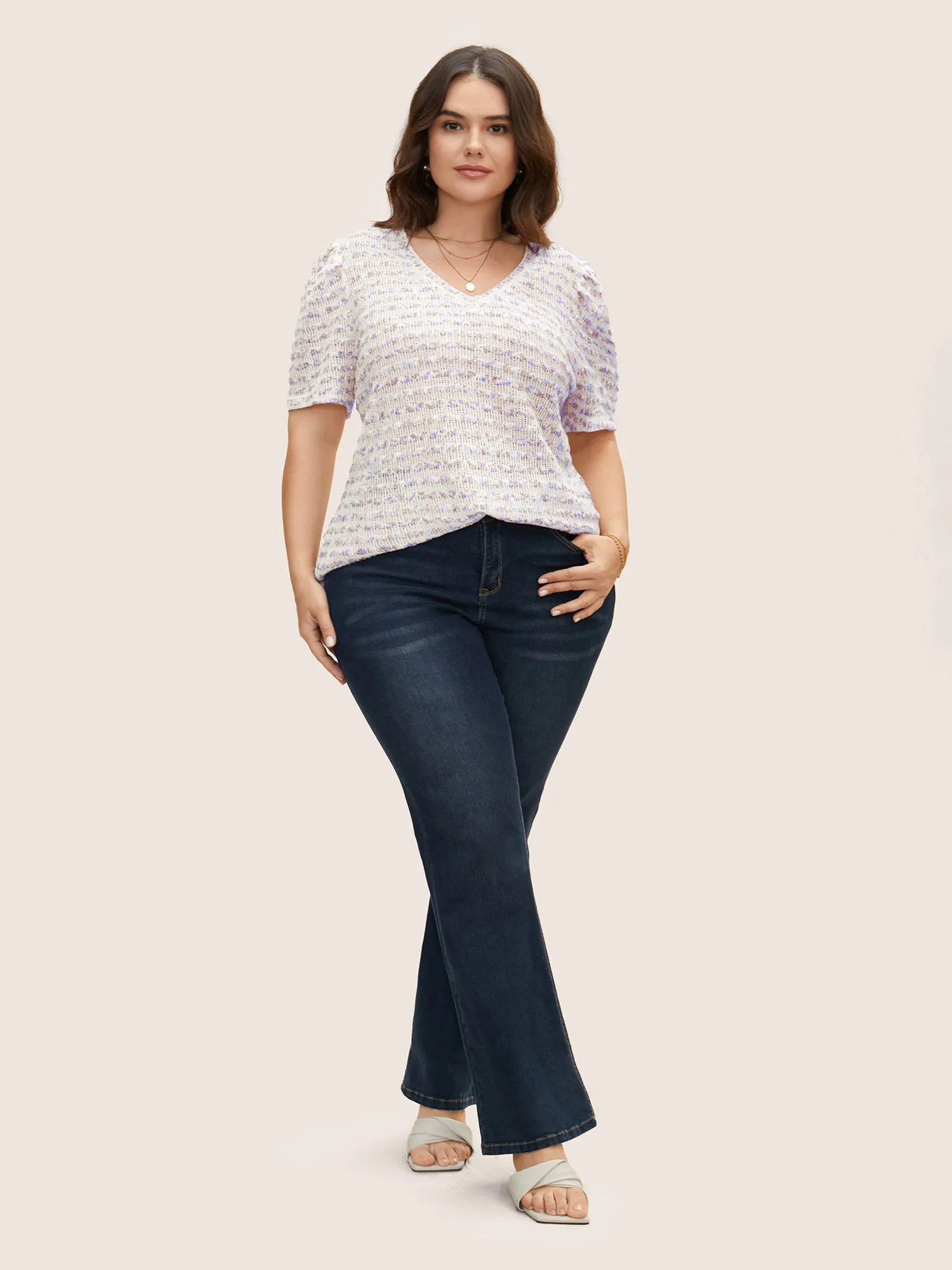 V Neck Cut Out Striped Tie Dye T-shirt sold by Bloomchic product image thumbnail 2