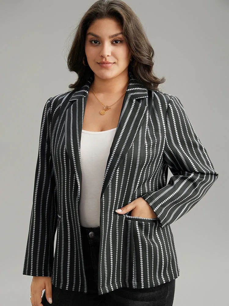 Geometric Pocket Contrast Suit Collar Blazer sold by Bloomchic