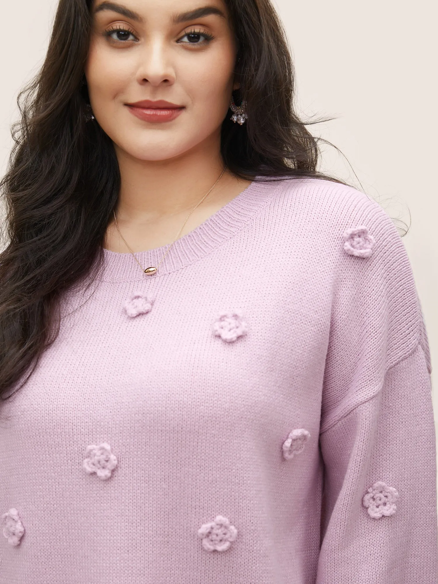 Stereo Flower Design Drop Shoulder Pullover sold by Bloomchic product image thumbnail 5