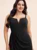 Plain Notched Pleated Detail Spaghetti Strap Wrap Hem Dress sold by Bloomchic