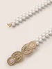 Faux Pearl Decor Cubic Zirconia Belt sold by Bloomchic
