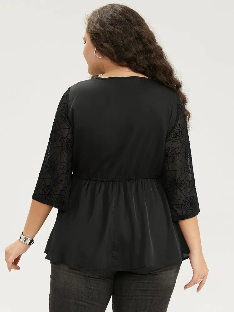 Halloween Cut Out Elastic Waist Guipure Lace Blouse sold by Bloomchic product image thumbnail 5