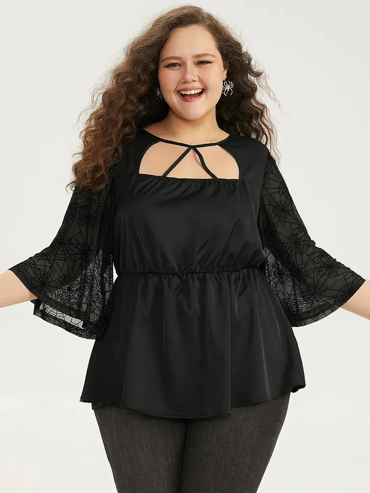 Halloween Cut Out Elastic Waist Guipure Lace Blouse sold by Bloomchic product image thumbnail 2