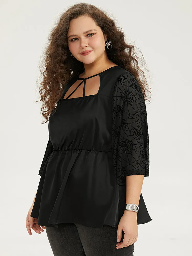 Halloween Cut Out Elastic Waist Guipure Lace Blouse sold by Bloomchic product image thumbnail 3