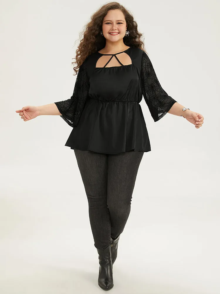 Halloween Cut Out Elastic Waist Guipure Lace Blouse sold by Bloomchic product image thumbnail 4