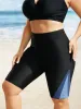 Colorblock Contrast Patchwork High Rise Swim Bottom sold by Bloomchic