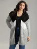 Colorblock Contrast Pocket Open Front Cardigan sold by Bloomchic