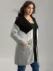 Colorblock Contrast Pocket Open Front Cardigan sold by Bloomchic