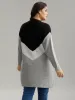 Colorblock Contrast Pocket Open Front Cardigan sold by Bloomchic
