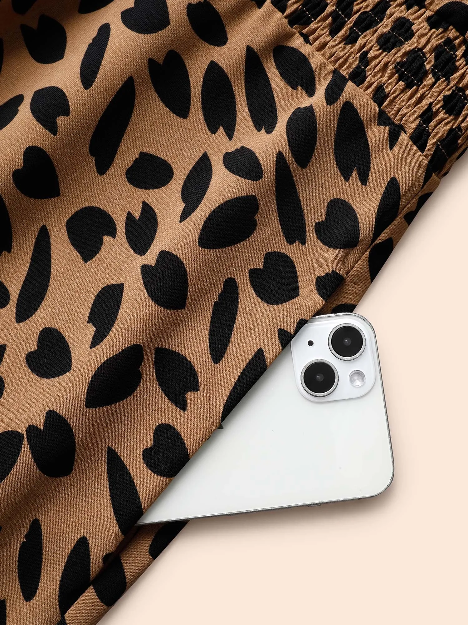 Leopard Print Notched Shirred Tank Dress sold by Bloomchic product image thumbnail 5