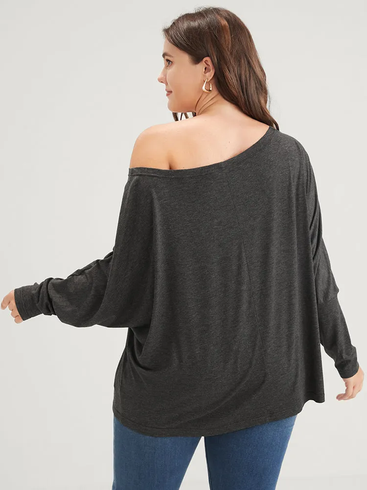Solid Dolman Sleeve One Shoulder Long Tee sold by Bloomchic product image thumbnail 4