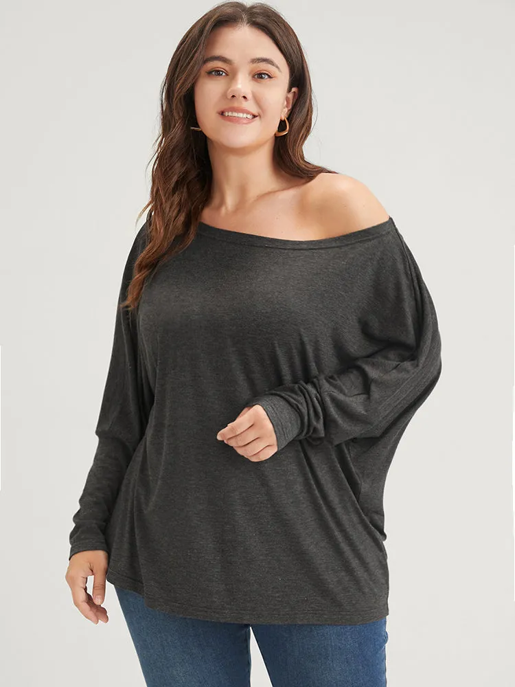 Solid Dolman Sleeve One Shoulder Long Tee sold by Bloomchic product image thumbnail 5