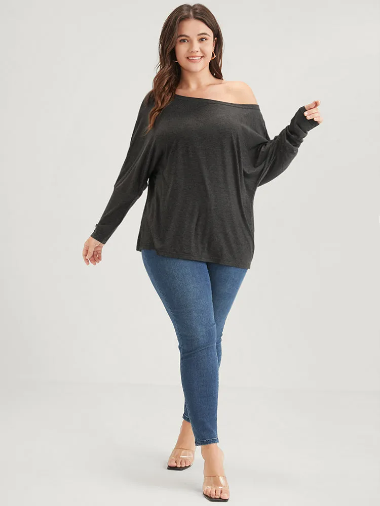 Solid Dolman Sleeve One Shoulder Long Tee sold by Bloomchic product image thumbnail 2