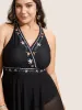 Floral Embroidered Overlap Collar Swim Dress sold by Bloomchic