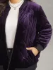 Velvet Zipper Fly Pocket Quilted Padded Jacket sold by Bloomchic