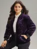 Velvet Zipper Fly Pocket Quilted Padded Jacket sold by Bloomchic