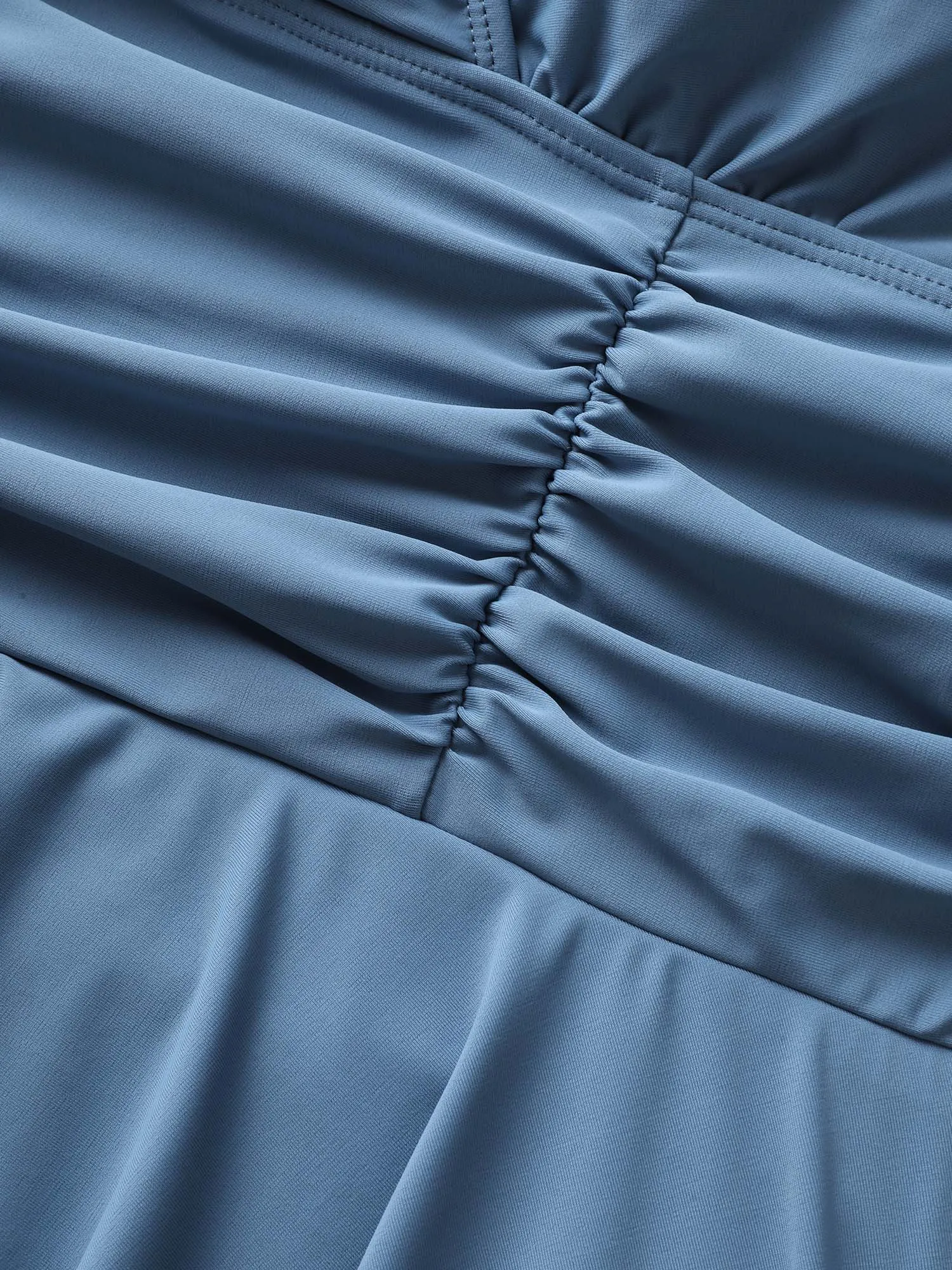 Plain Overlap Collar Ruched Swim Dress sold by Bloomchic product image thumbnail 5