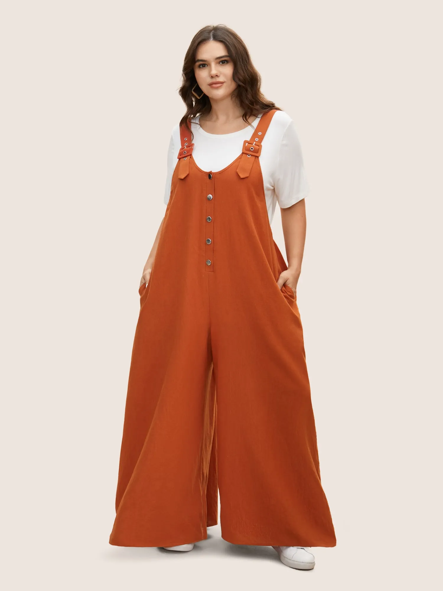 Solid U Neck Metal Detail Jumpsuit sold by Bloomchic product image thumbnail 3