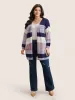 Plaid Pocket Open Front Loose Cardigan sold by Bloomchic