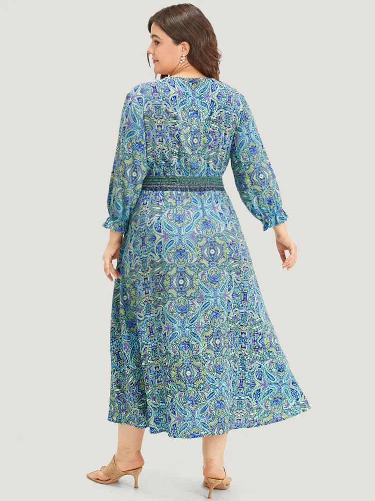 Paisley Print Shirred Flutter Trim Dress sold by Bloomchic product image thumbnail 2