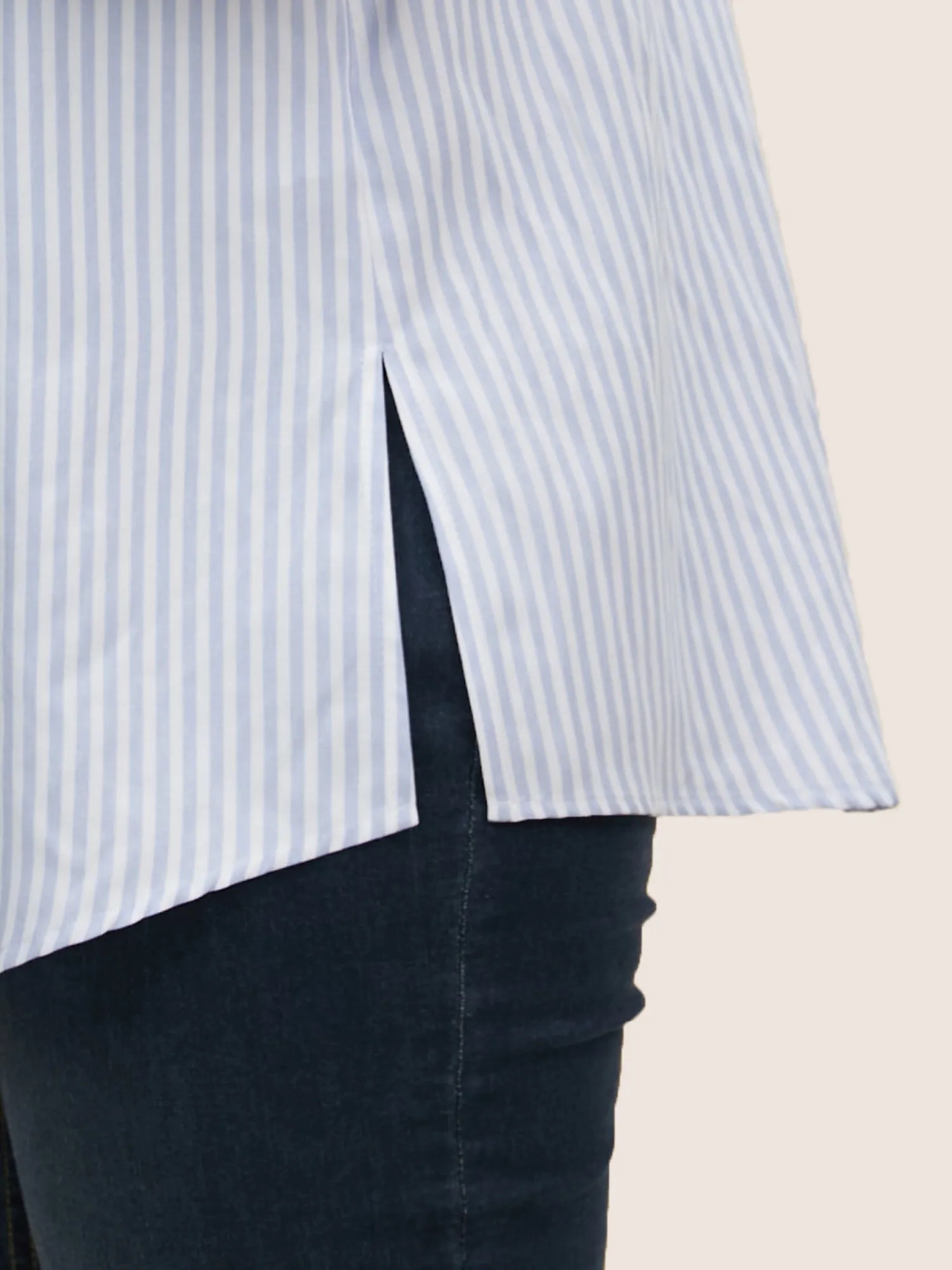 Striped Shirt Collar Button Cuff Sleeve Blouse sold by Bloomchic product image thumbnail 5